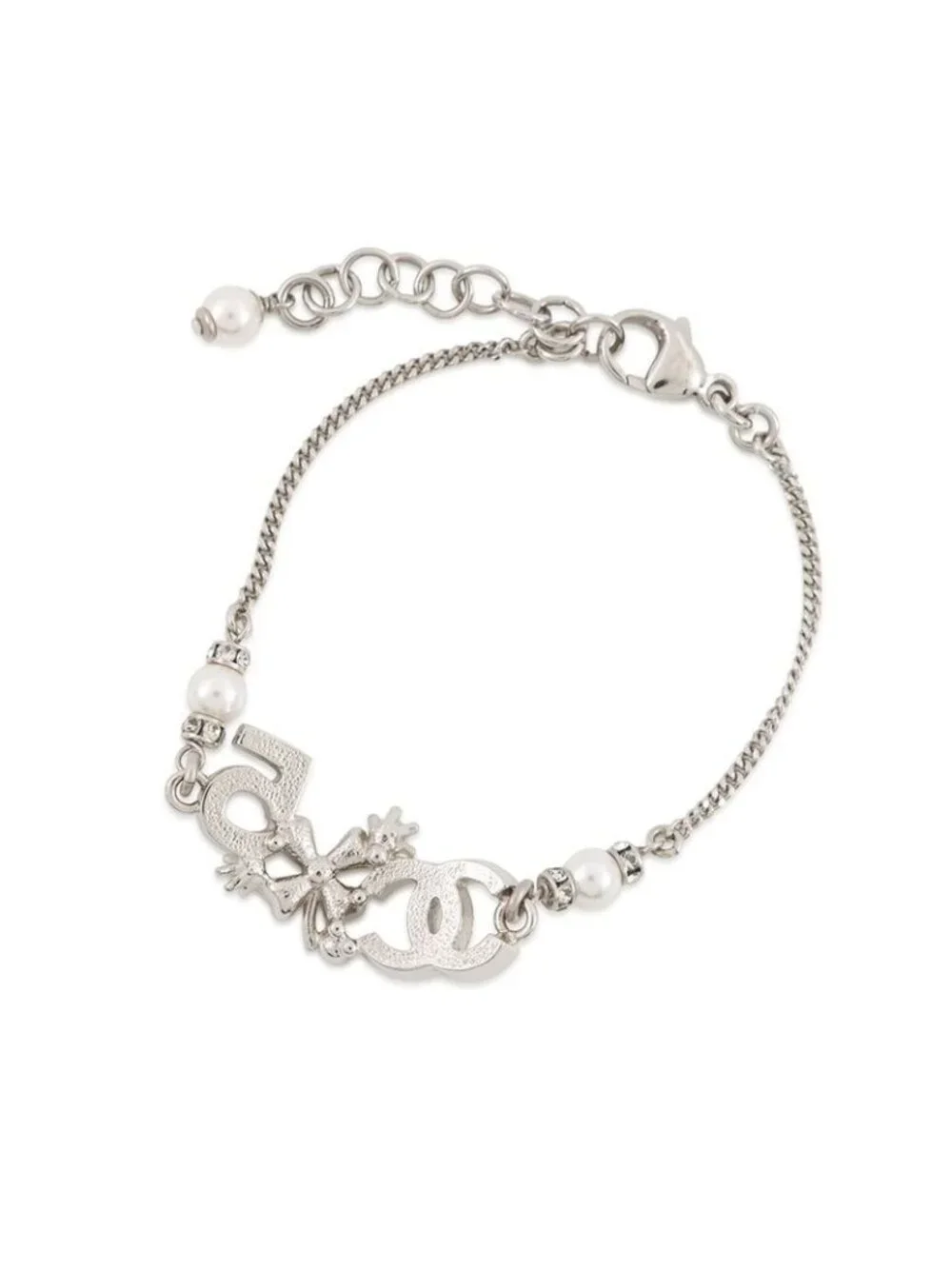 Chanel Bracelet CC Logo Icon Line Stone Faux Pearl - Picture 3 of 10